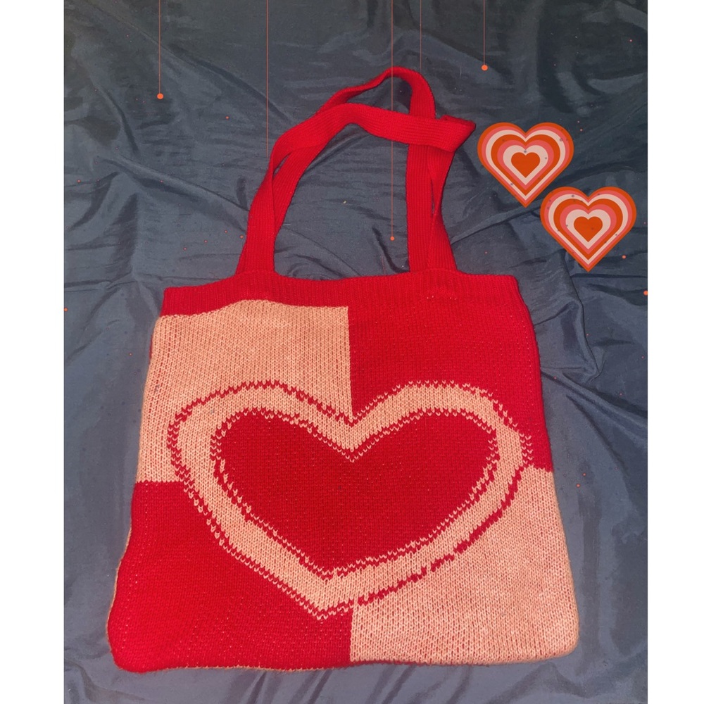 Cute Red heart tote bag shein brand